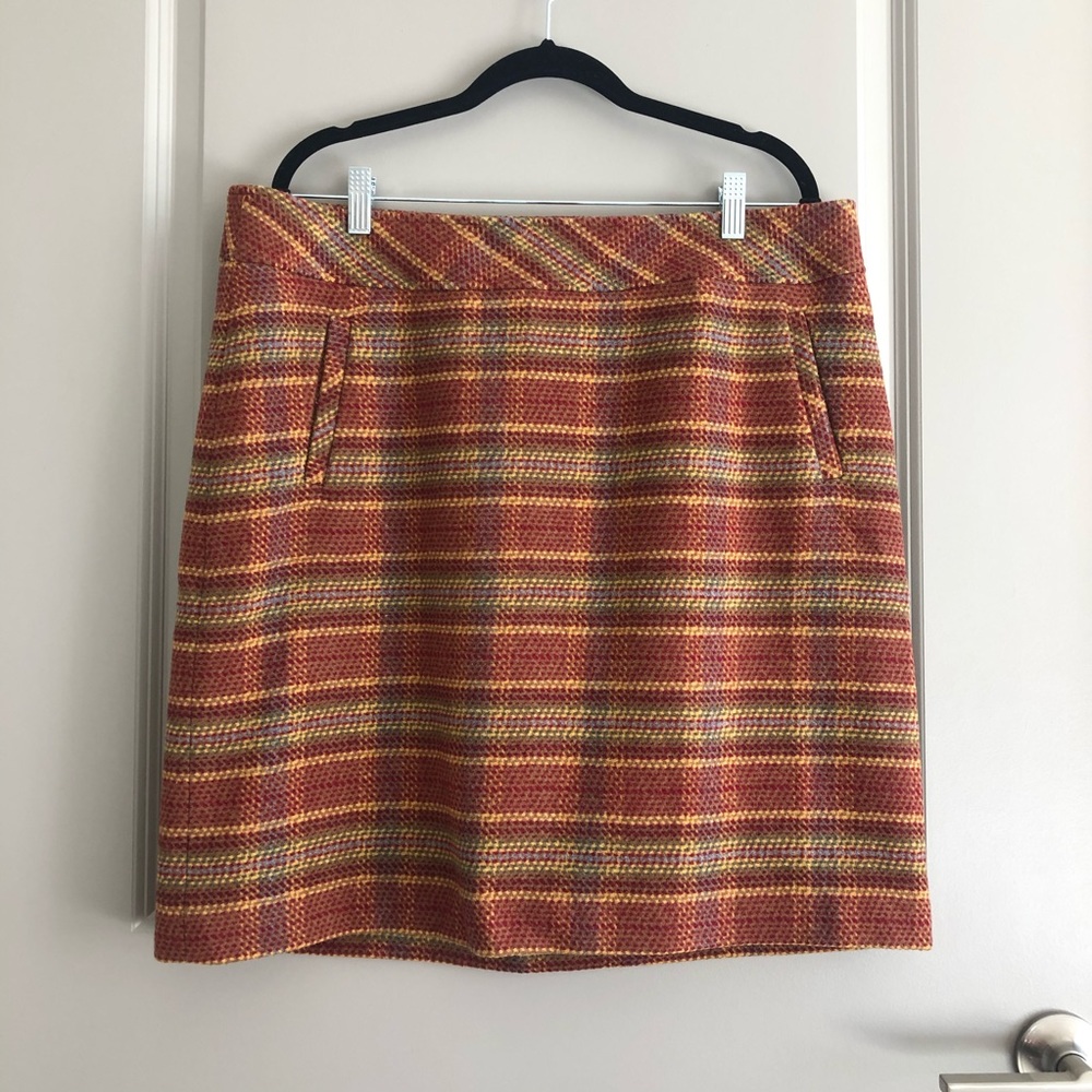 Talbots Plaid Mini Skirt Size 14 Red Yellow Orange